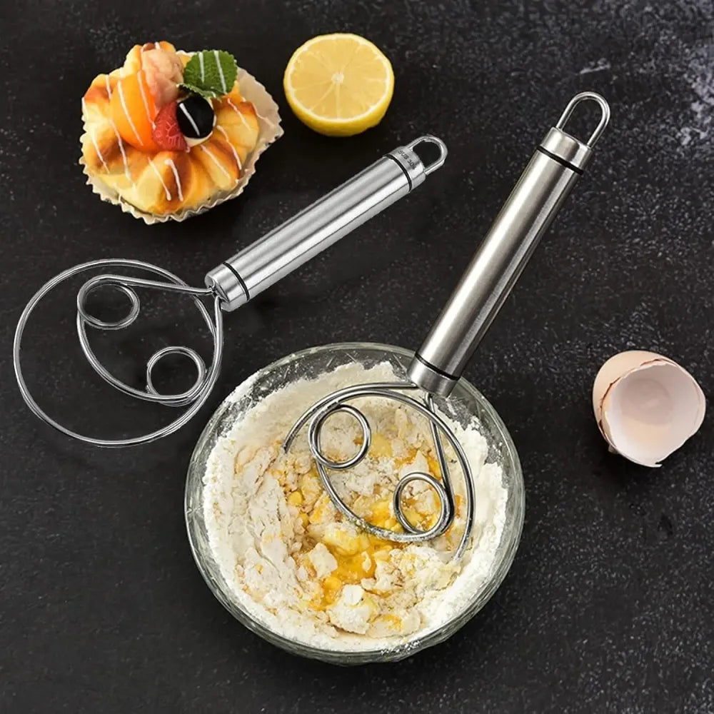 Stainless steel dough whisk
