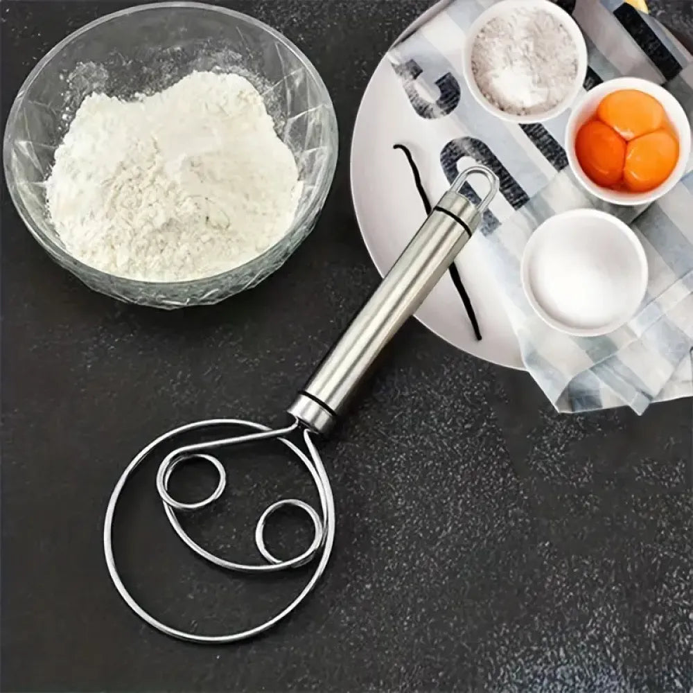 Stainless steel dough whisk