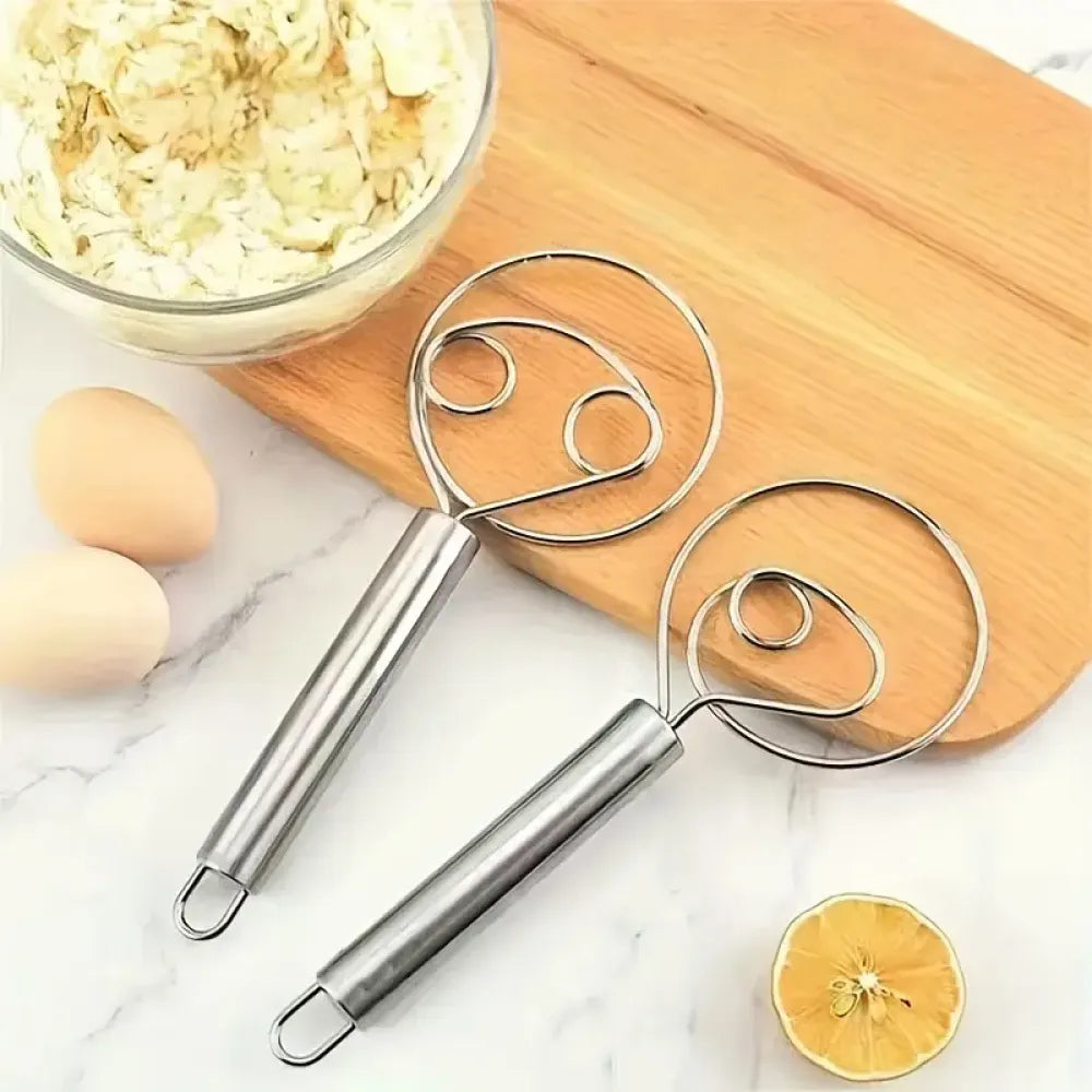 Stainless steel dough whisk