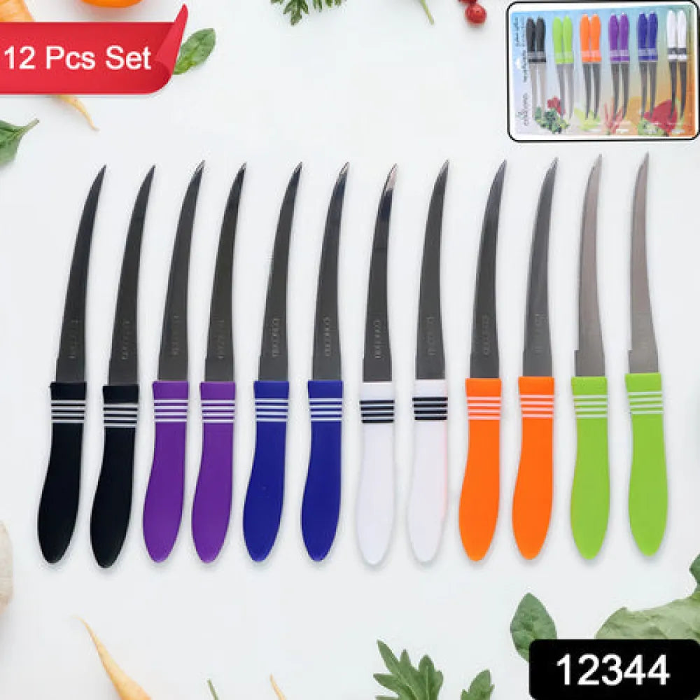 Stainless steel multipurpose serrated knife set (12 pc) - home & kitchen