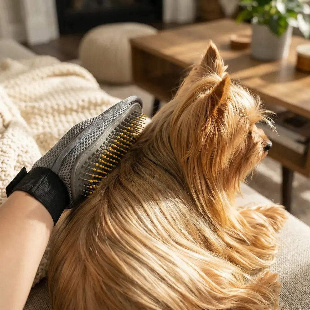 Stainless steel pet grooming glove