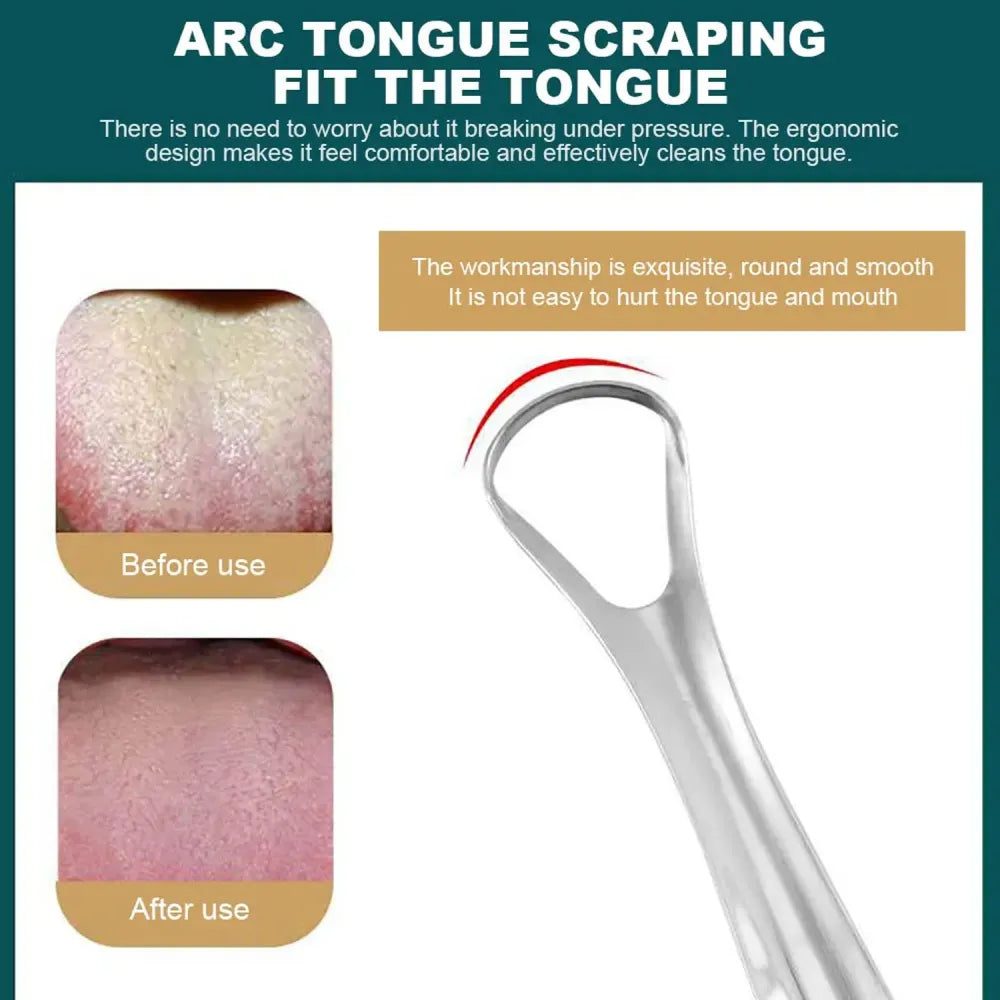 Stainless steel tongue scraper cleaners (1pc with metal case) - health care