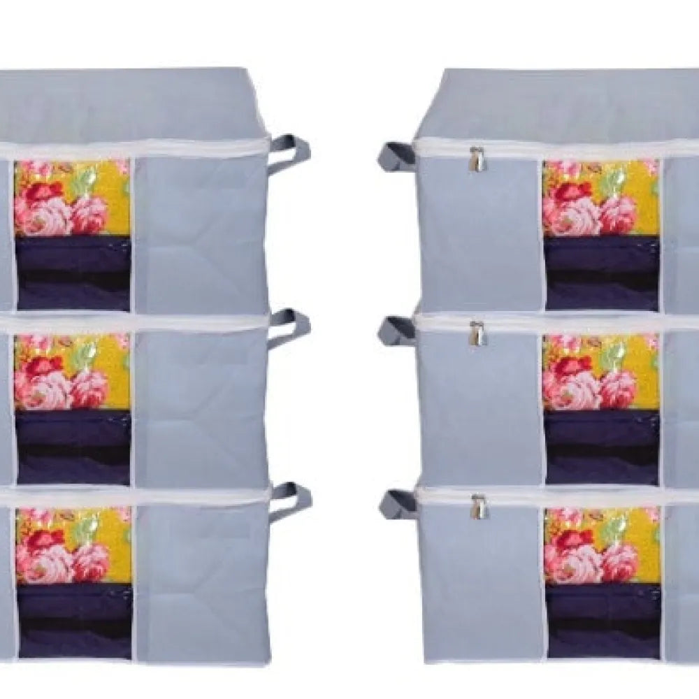 Gray zippered storage bags.