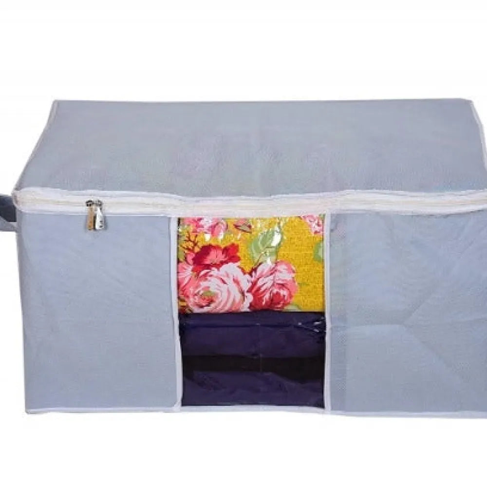 Gray zippered storage bag.