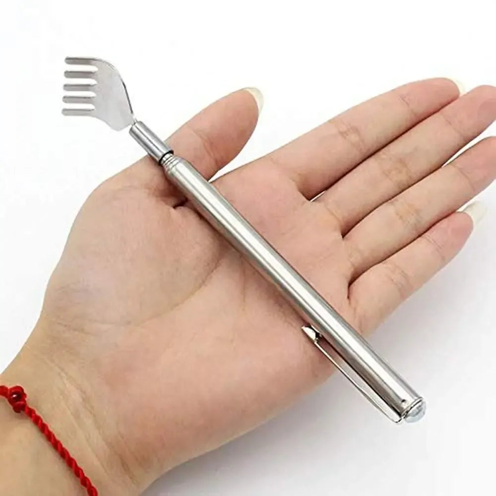 Telescopic stainless steel back scratcher