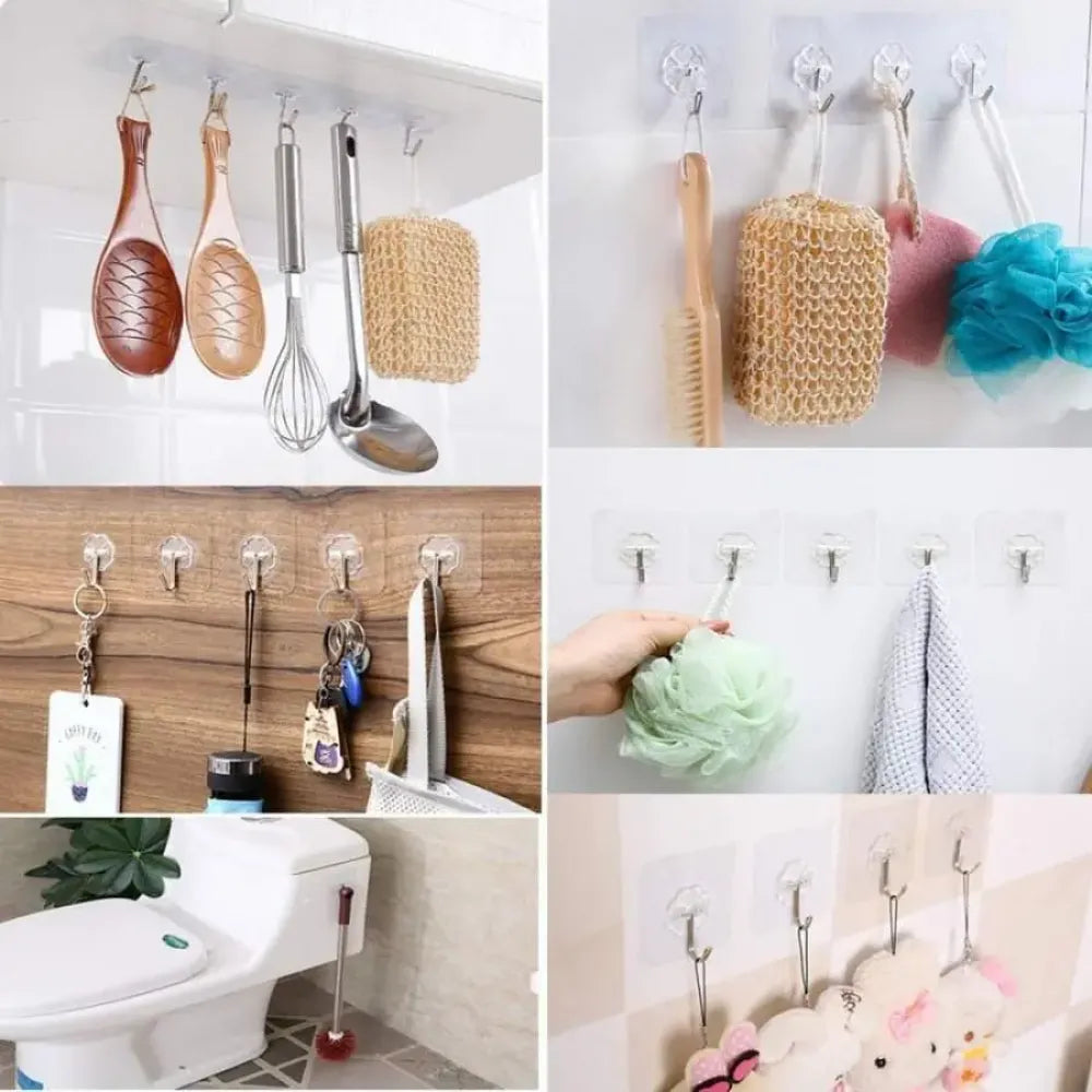 Transparent adhesive hooks – pack of 12
