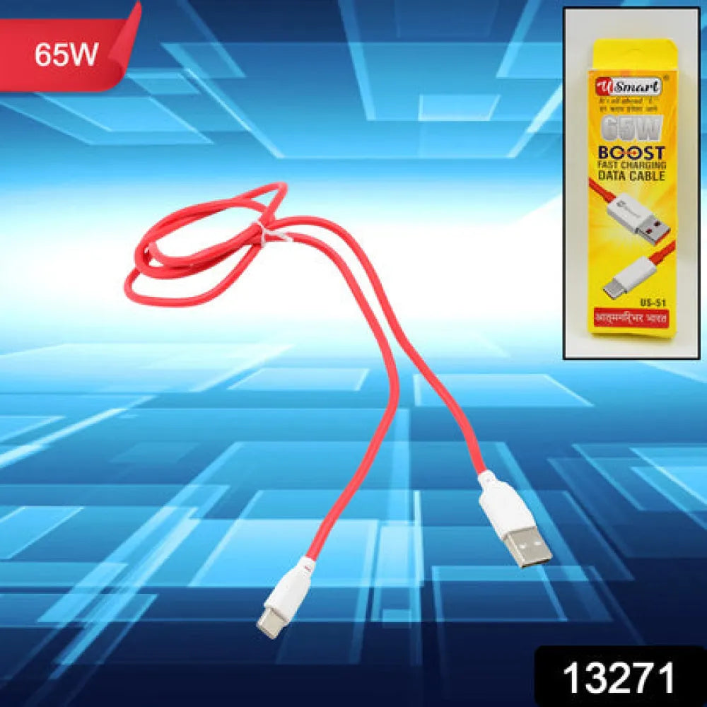 Type c data cable fast charging (1000 mm 65w 1 pc) - electronics