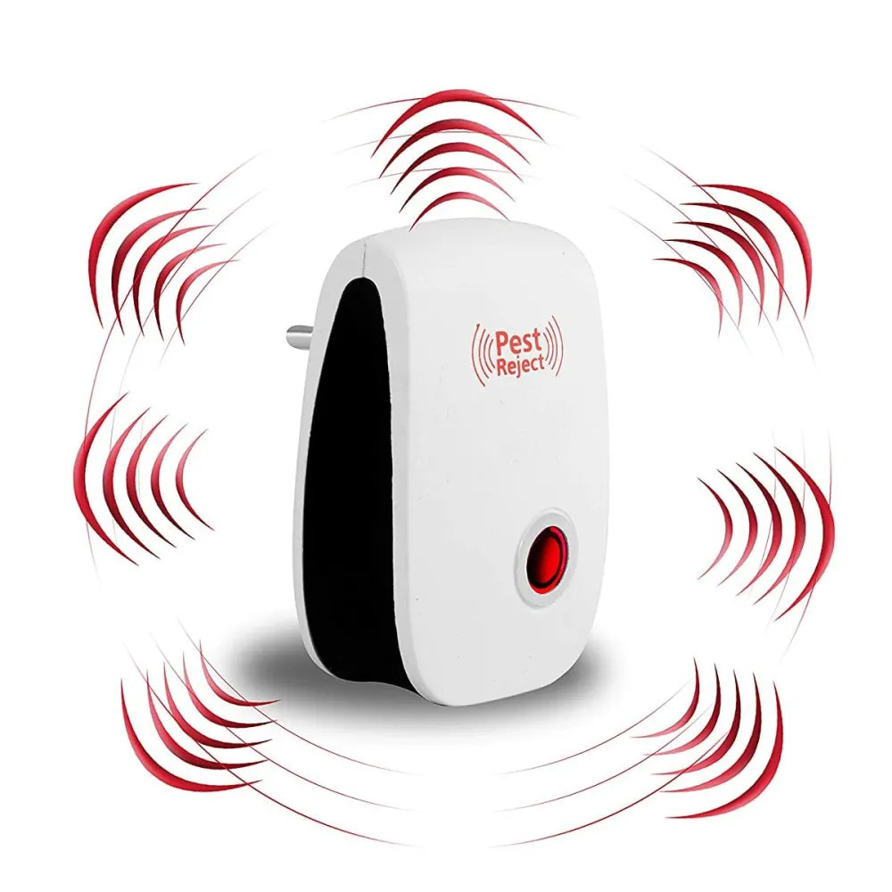 Ultrasonic pest repeller machine for mosquito rats cockroach home plug in electric repellent control reject aid (red)