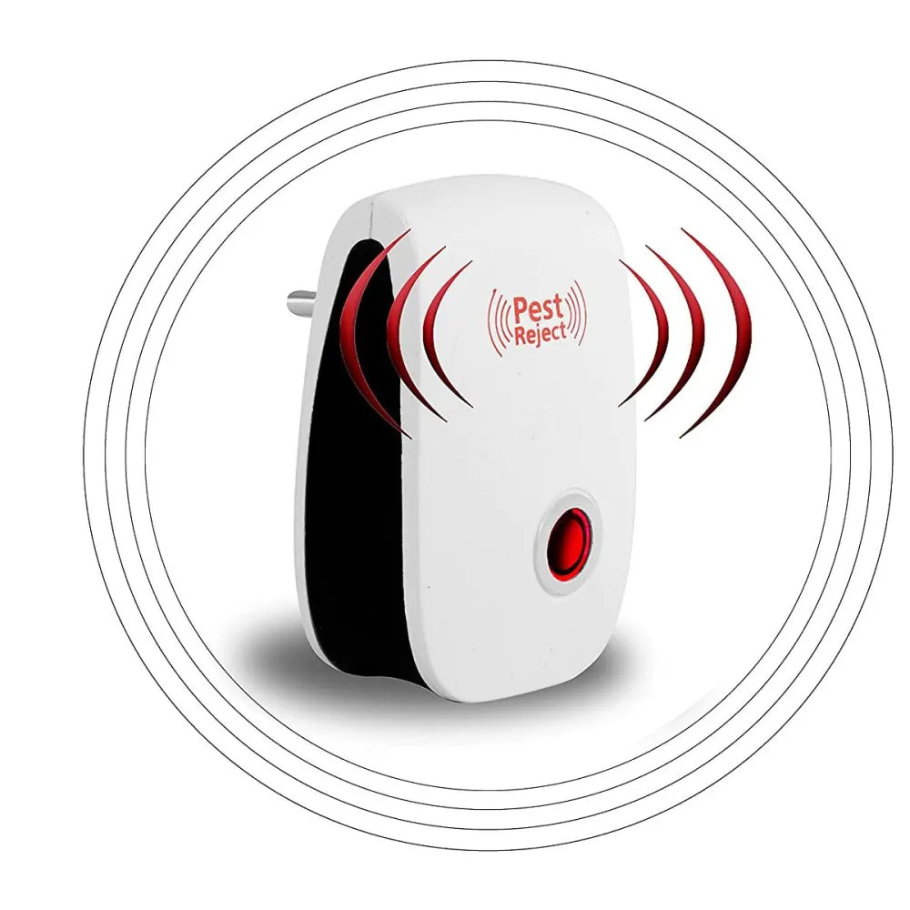 Ultrasonic pest repeller machine for mosquito rats cockroach home plug in electric repellent control reject aid (red)