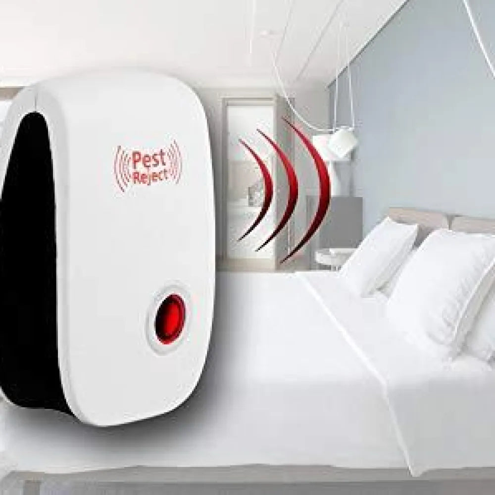 Ultrasonic pest repeller machine for mosquito rats cockroach home plug in electric repellent control reject aid (red)