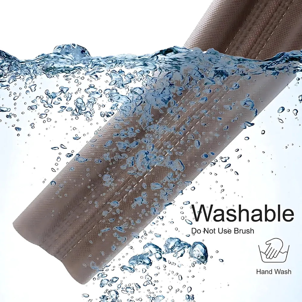 Washable, tan-colored draft stopper.