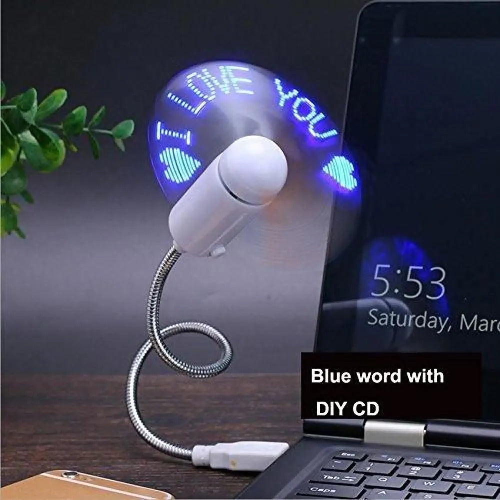 Usb led fan with programmable cd customized message