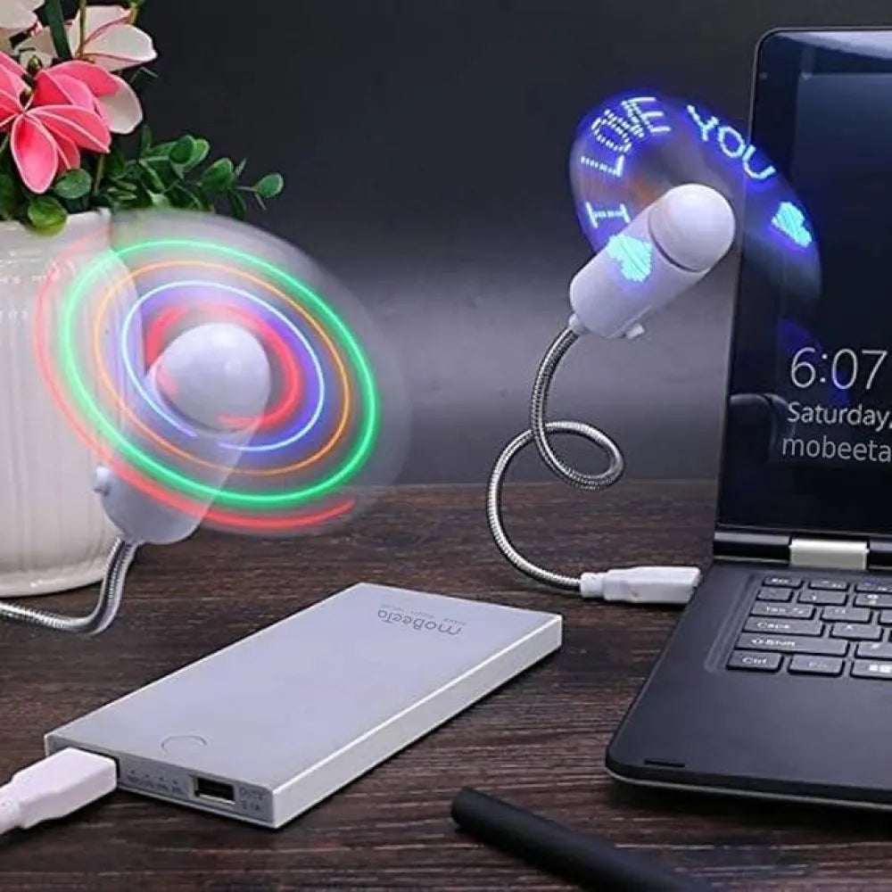 Usb led fan with programmable cd customized message