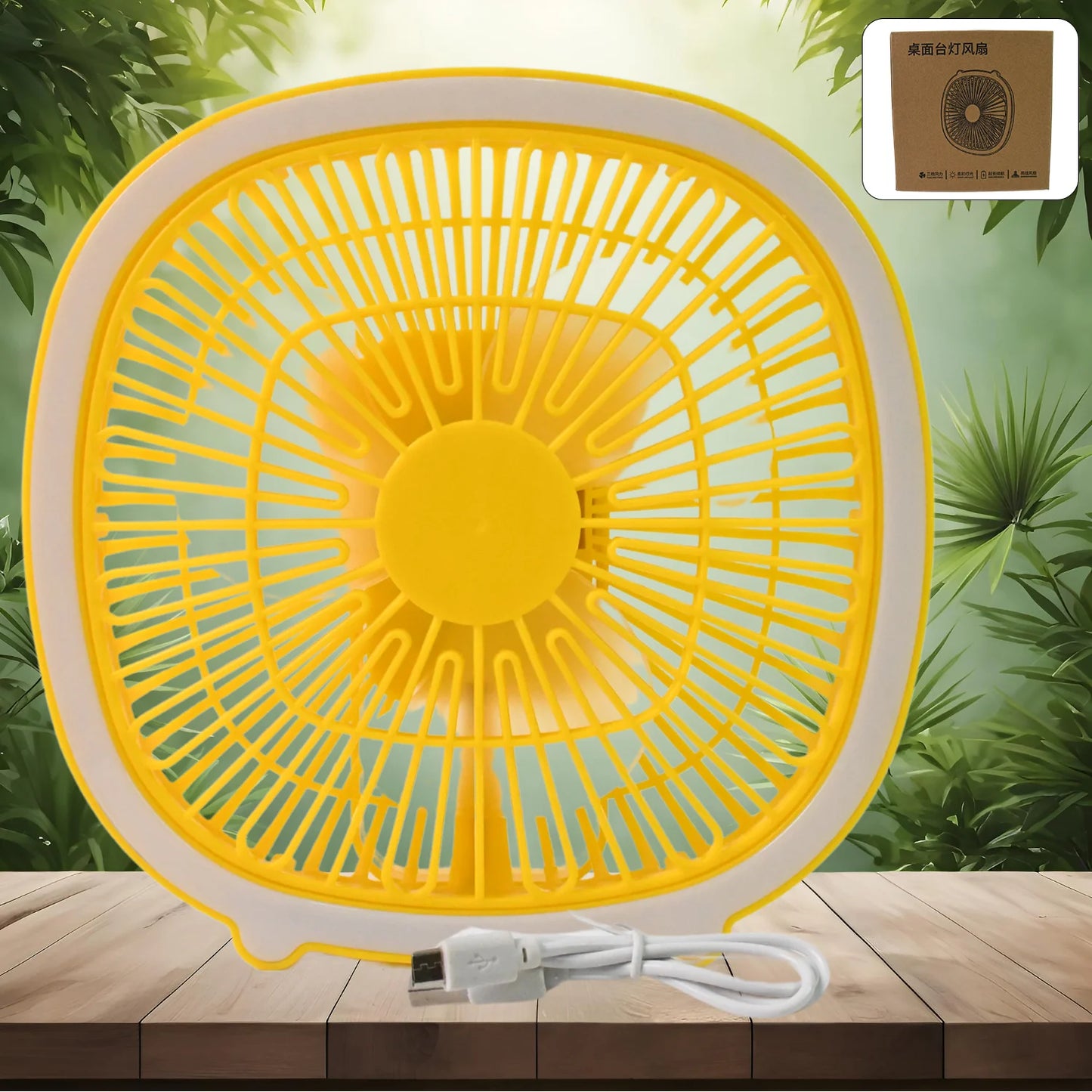 USB Mini Desk Fan + Light