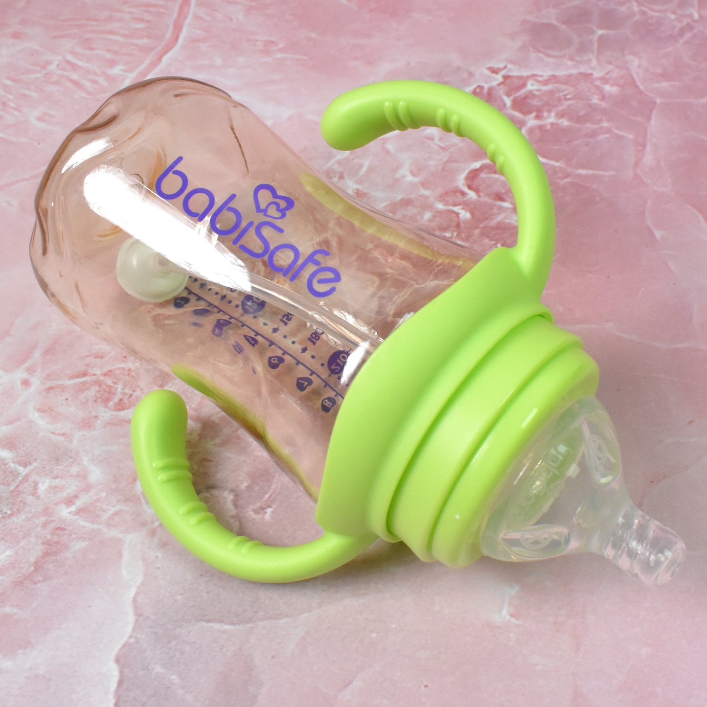 Plastic Baby Feeding Bottle With Handles Cleaning Brush Straw (300 Ml 1 Pc)
