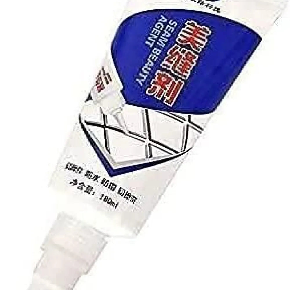 White and blue seam beauty agent tube.
