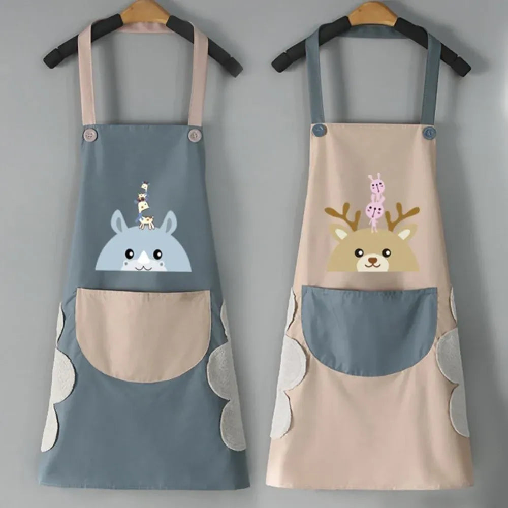 Waterproof kitchen apron with towels
