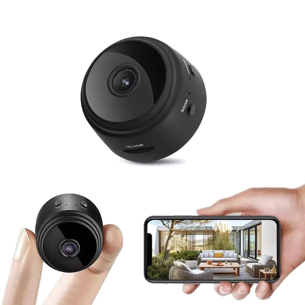 Small black security camera.