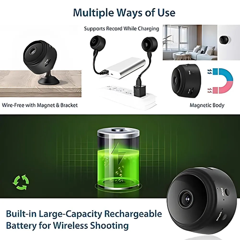 Miniature black wireless camera.
