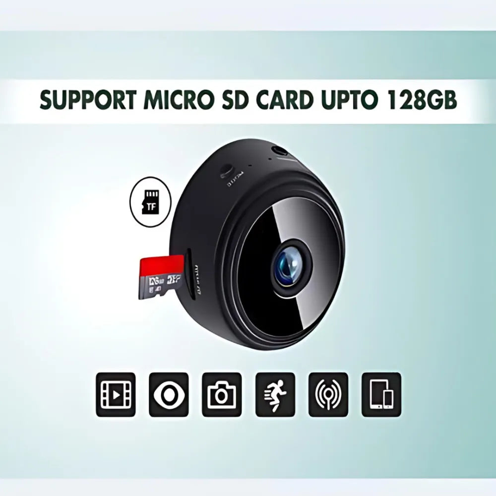 Miniature black surveillance camera.