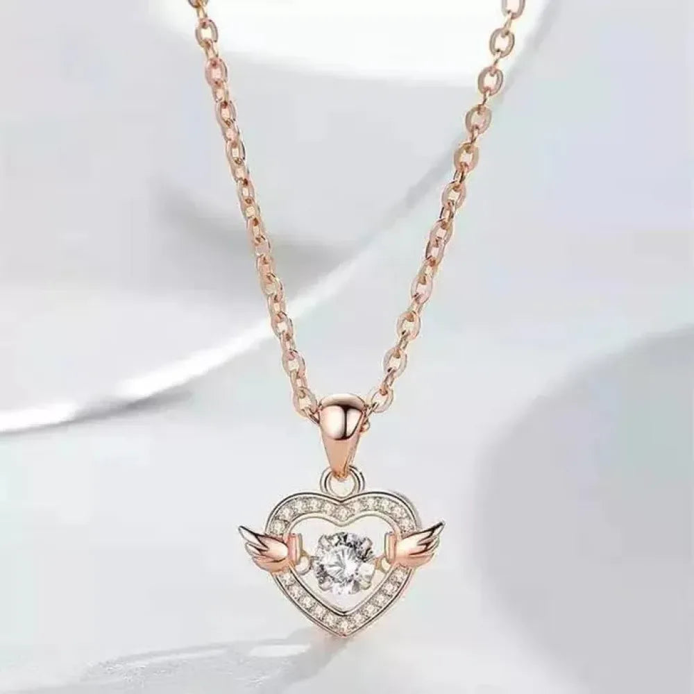 Winged heart alloy necklace