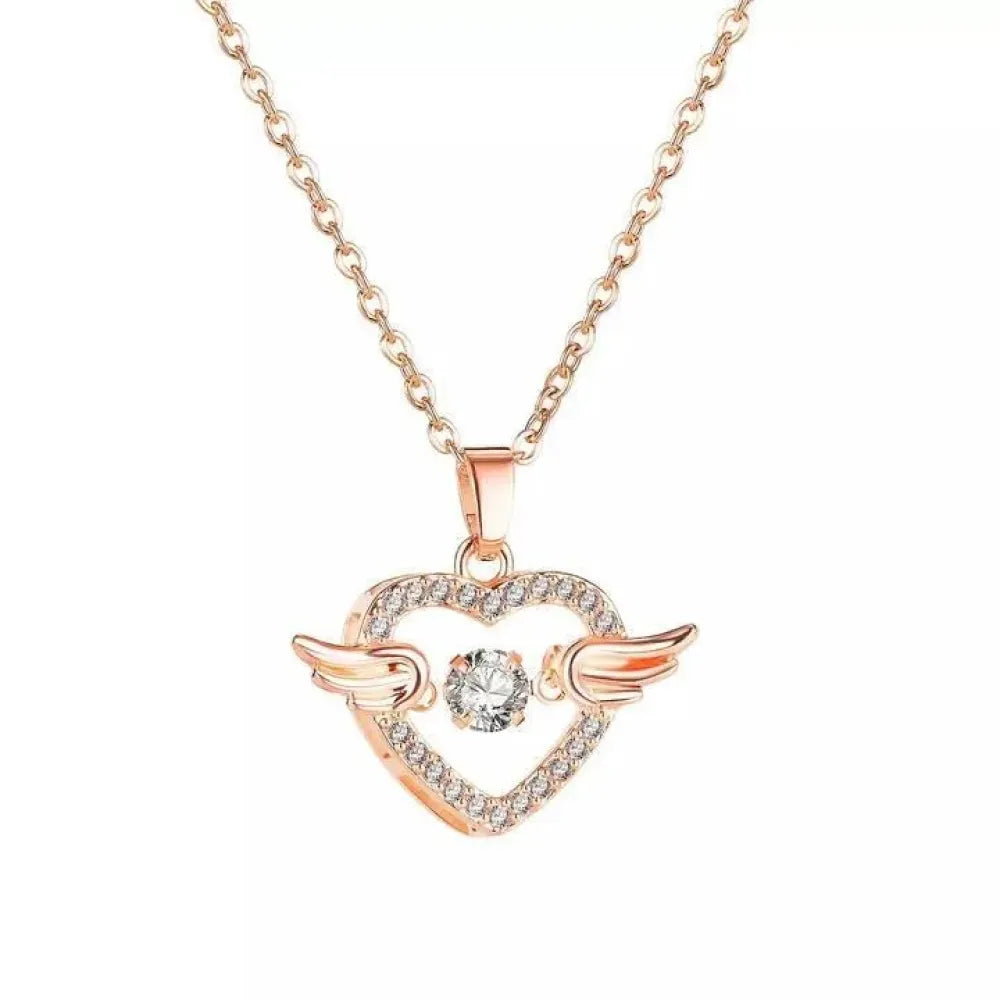Winged heart alloy necklace