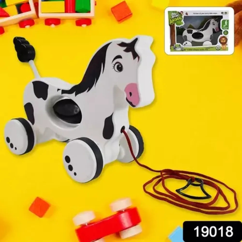 Wooden pull-along horse - toys