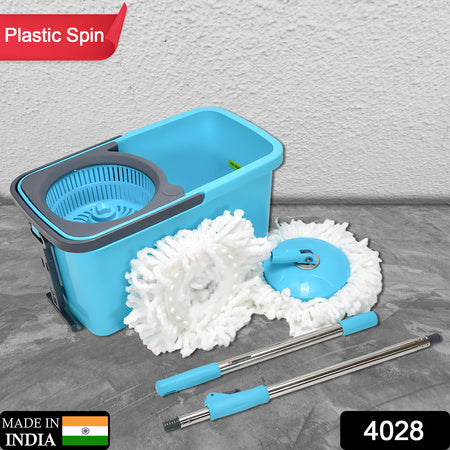 4028 Quick Spin Mop Plastic Spin Bucket Floor Cleaning Easy Wheels Big Bucket Floor Cleaning Mop With Bucket