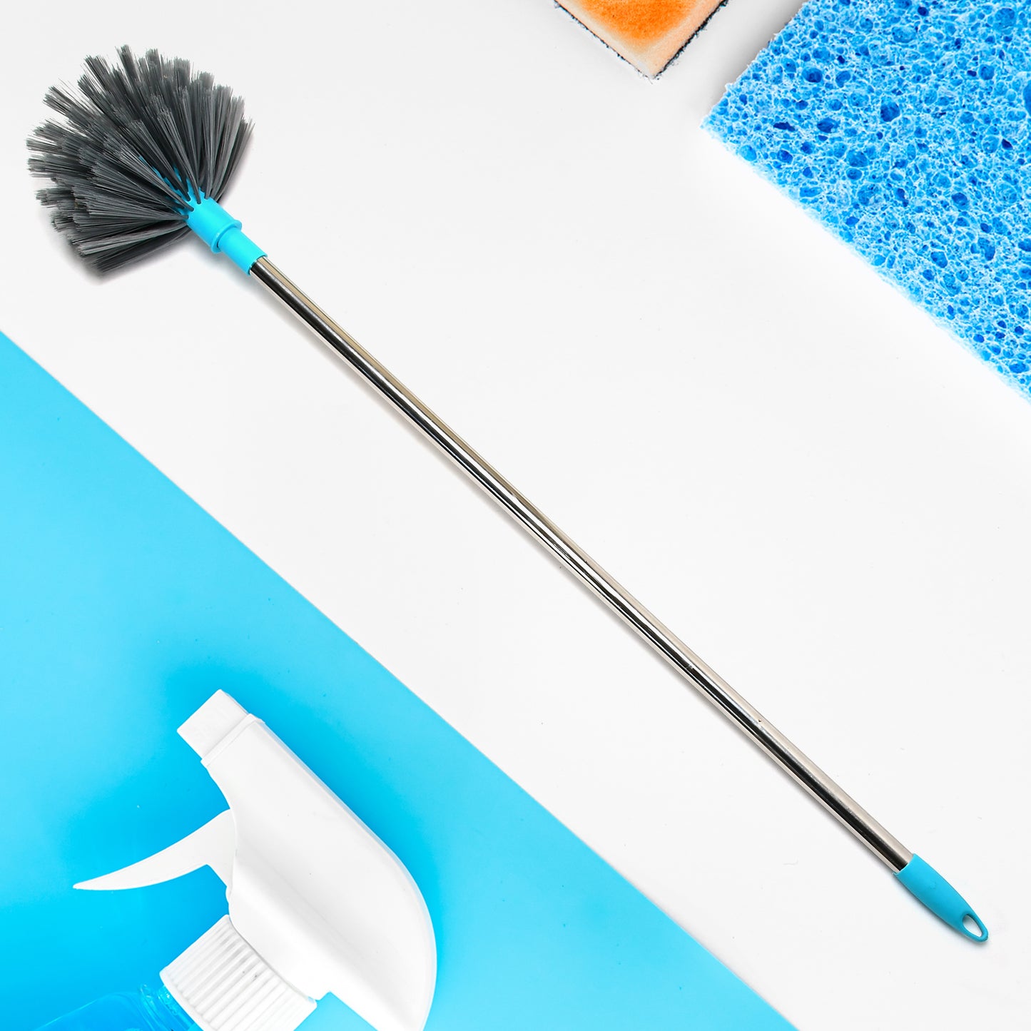 4021 Cobweb Brush With Stainless Steel Strong Long Extendable Handle For Dusting Ceiling Cobweb Cleaning Brush For Lights Fans Webs Cleaning For Homekitchen