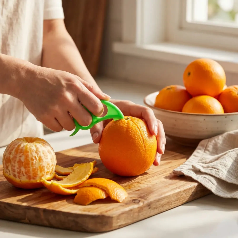 0189 10 pcs orange peeler with transparent pouch bag combo - kitchen tool