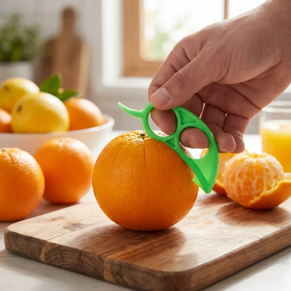 0189 10 pcs orange peeler with transparent pouch bag combo - kitchen tool