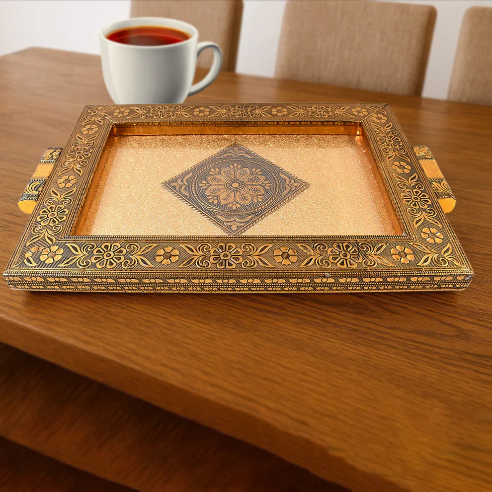 Rajwadi antique decorative tray – 40×26 cm