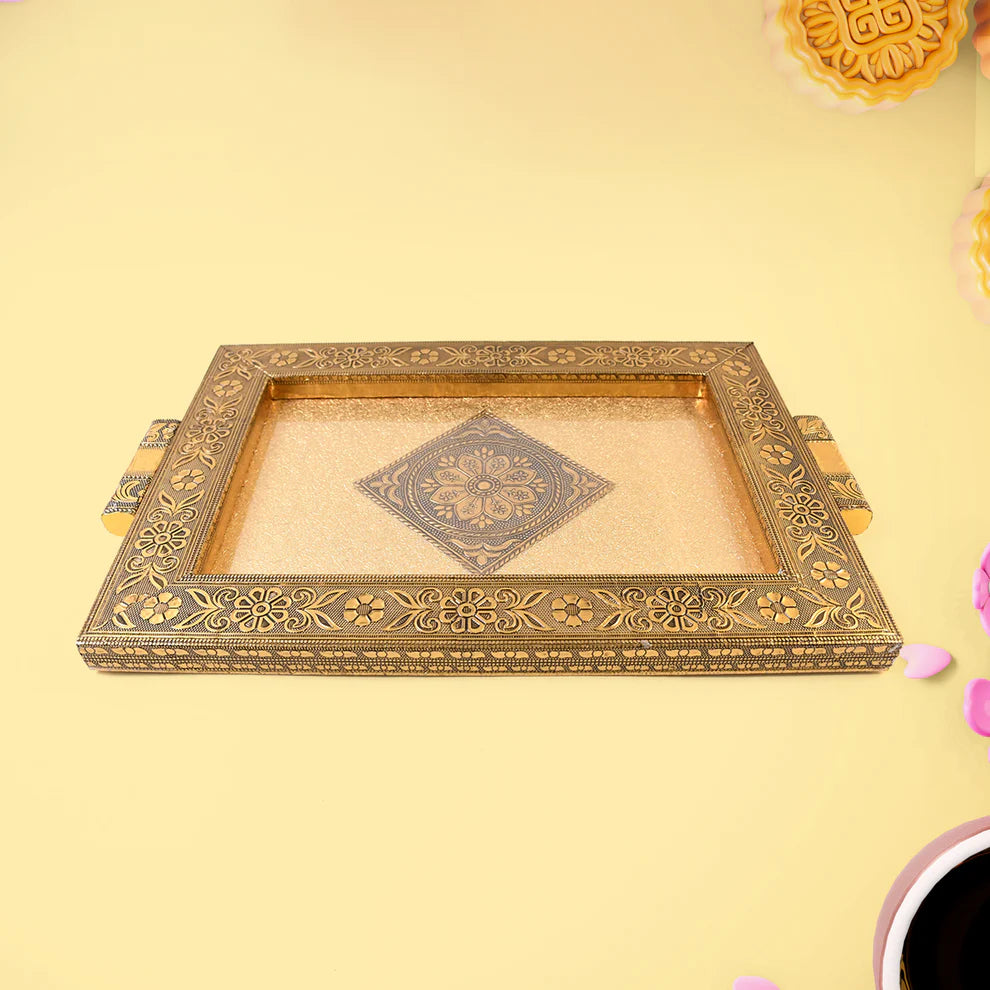 Rajwadi antique decorative tray – 40×26 cm