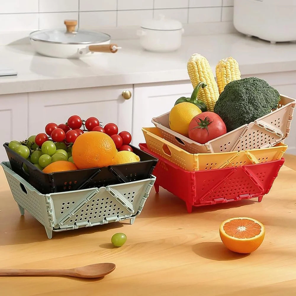 Foldable ventilated storage basket