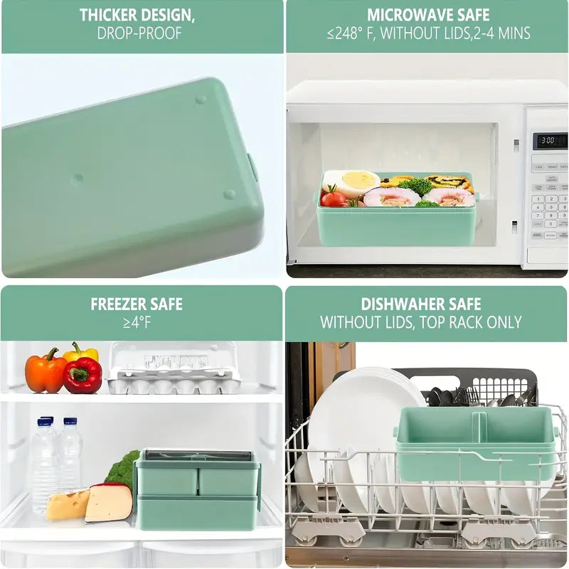 Leak-proof 3-compartment lunch box