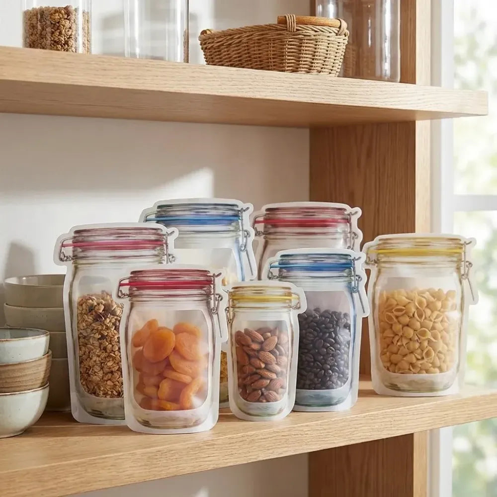 0855 plastics transparent jar shaped stand-up pouch with zipper - home & kitchen