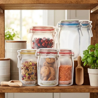 0855 plastics transparent jar shaped stand-up pouch with zipper - home & kitchen