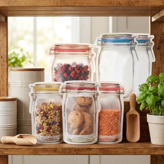 0855 plastics transparent jar shaped stand-up pouch with zipper - home & kitchen