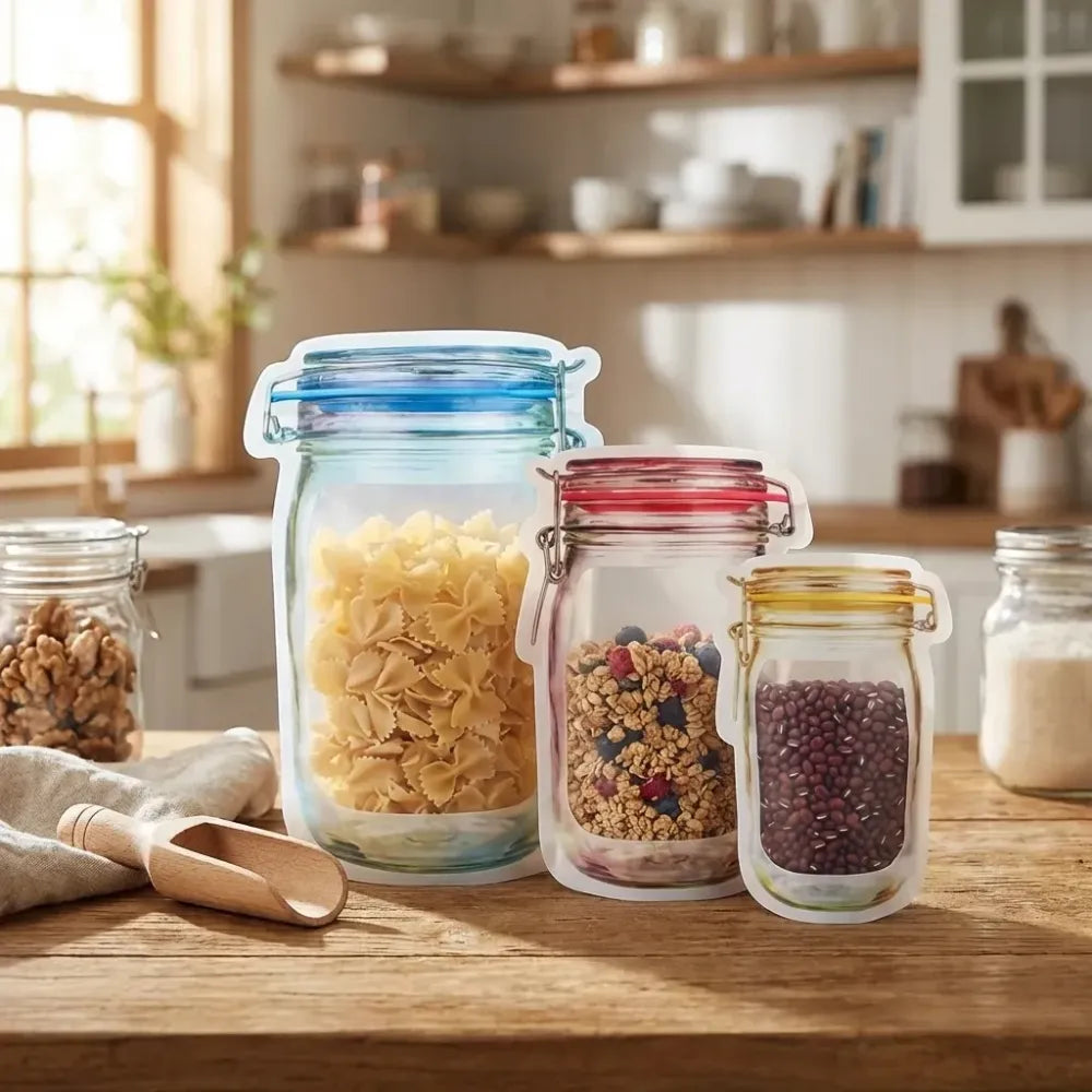 0855 plastics transparent jar shaped stand-up pouch with zipper - home & kitchen