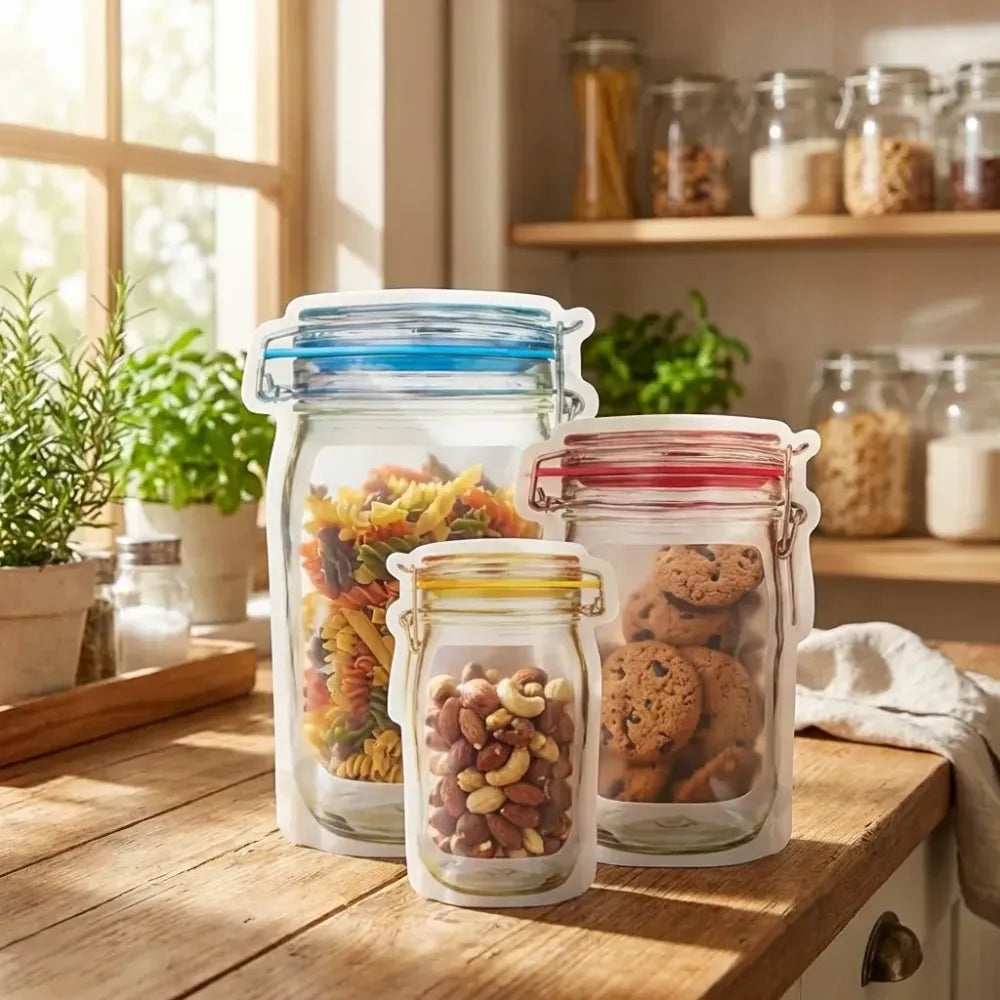0855 plastics transparent jar shaped stand-up pouch with zipper - home & kitchen