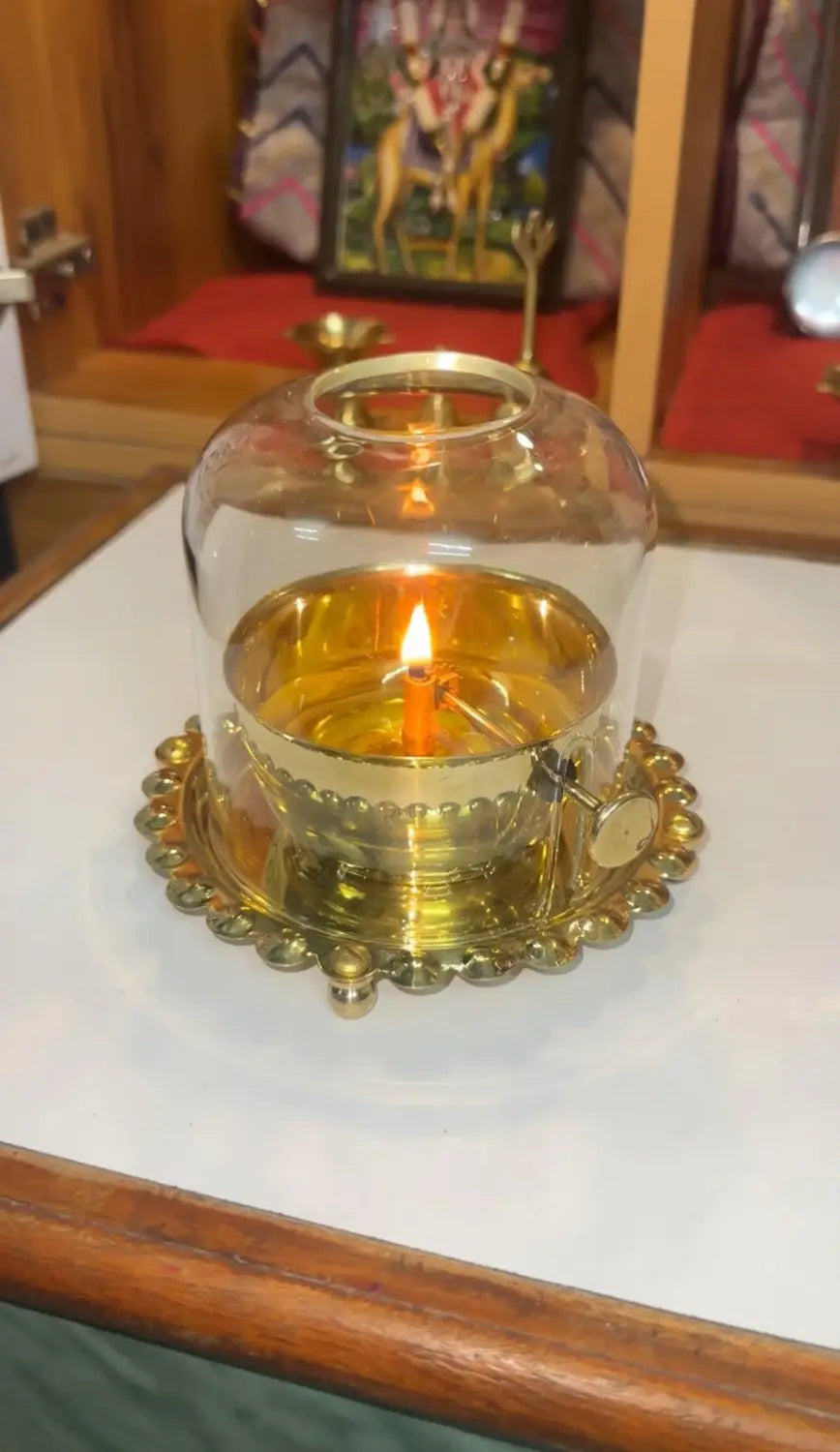 Brass akhand jyot diya with rotating wick