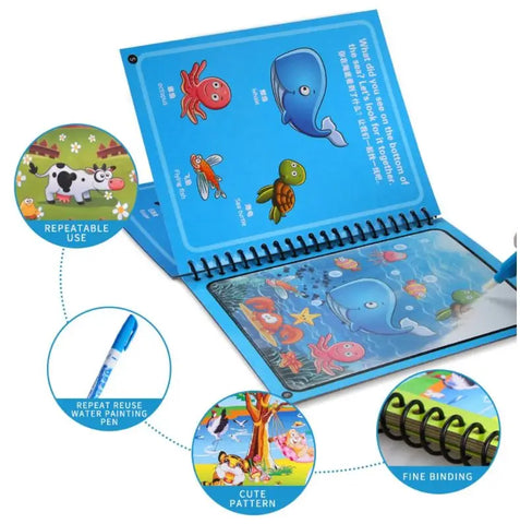 Reusable magic water painting book