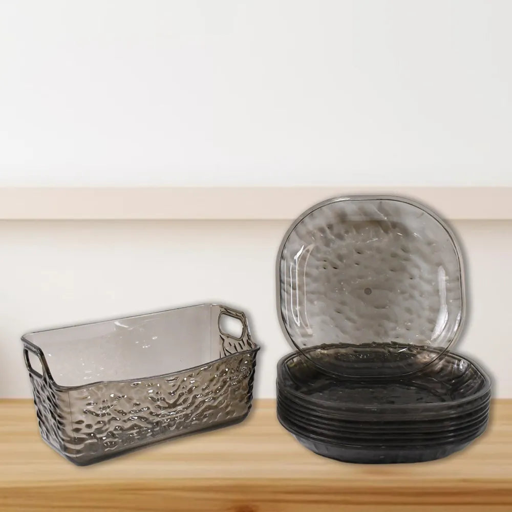 10-piece reusable plastic plate set - home & kitchen