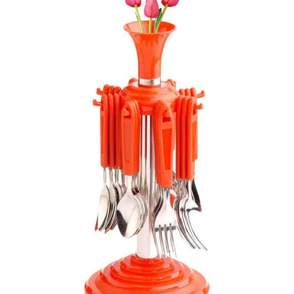 104 new stylish 24 pcs plastic stainless steel cutlery set (pack of 24) - kitchen tool