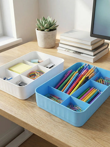 Multi-function Desktop Drawer Storage Box 10 Grid Underwear Socks Box (2 Pc Set)