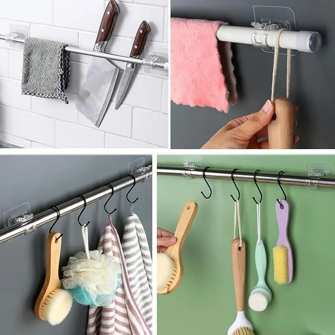 Self adhesive rod clips