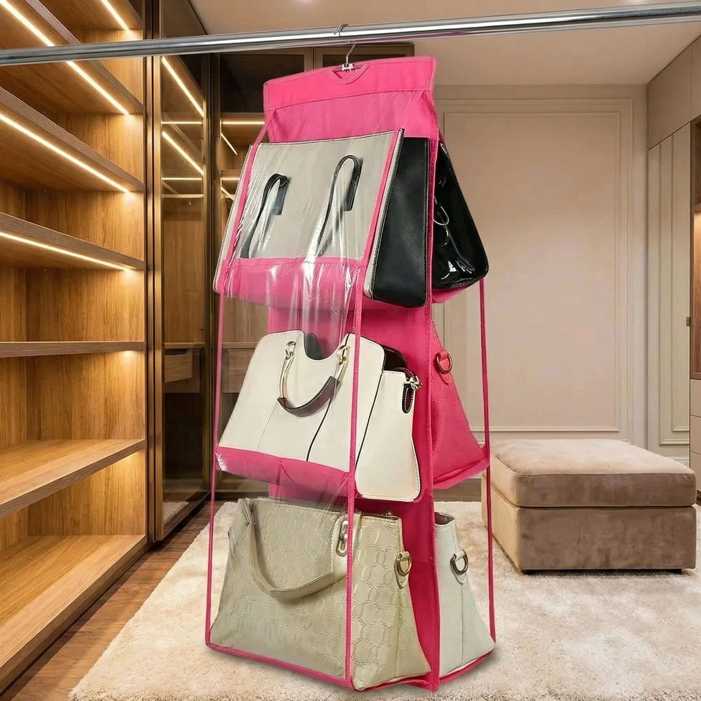 6-Pocket Hanging Purse Organizer