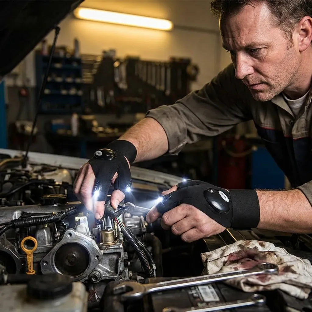 LED Flashlight Work Gloves