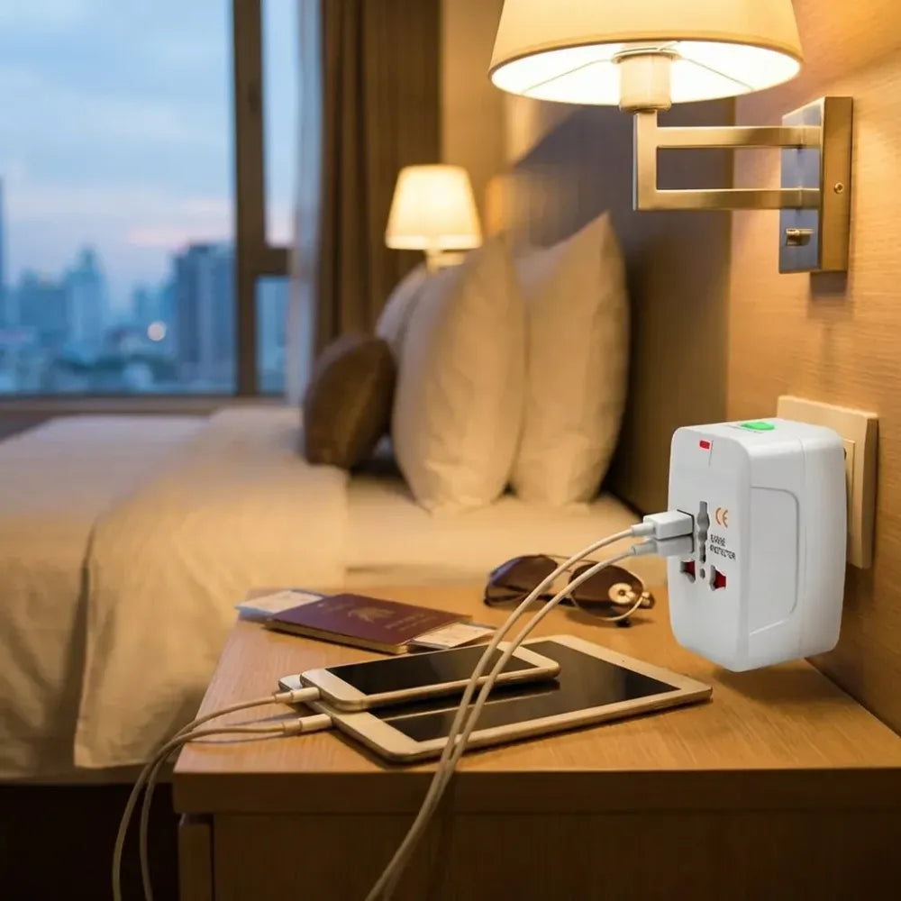 12671 all-in-one universal worldwide travelling ac adaptor plug (au uk us eu) international power charger electric usb