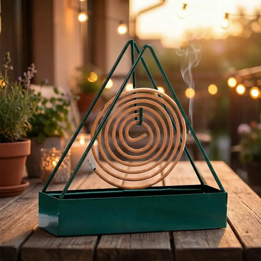 12880 mosquito coil holder frame triangular shape iron incense repellent hanging outdoor stylish - health care